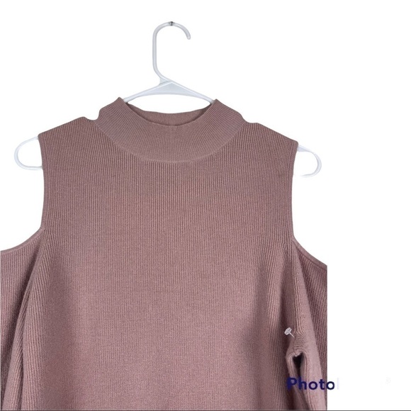 CHELSEA28 Cold Shoulder Sweater Dress Size L Color Pastel Salmon Pink - Picture 9 of 10